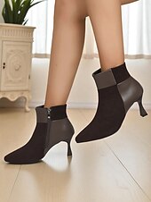 abordables Bottines-Bottines à talons aiguilles et bout pointu en similicuir suédé pour femme - bottines de style chic pour le bureau, les dîners &amp;mode d&#039;automne