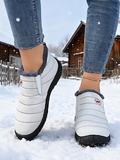 economico Stivali di neve e inverno-stivali da neve impermeabili arancioni da donna con calda fodera in peluche, scarpe invernali leggere e slip-on per il freddo all'aperto e in stile Halloween