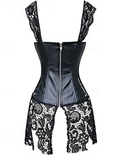 billige Korsetter-Dame Korsett Shapewear Midje Cincher Formet Bekledning Sexy korsett Sexy Søt Ren farge Lapper Snørehull Skjørt Feriereise Daglig Seng Ermeløs Korsett Svart Rød Vår Høst Skreddersydd