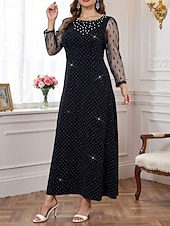 preiswerte Knöchellänge-A-Linie Brautmutterkleid Übergröße Glanz &amp; Glamour Rundhalsausschnitt Knöchellänge Chiffon Polyester Langarm mit Perlen