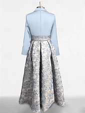 お買い得  Aラインのイブニングドレス-Ａライン フロア丈 イブニングドレス ボールガウン フォーマルドレス エレガント ヴィンテージ 長袖 シャツカラー フォーマル サテン ナイロン ととも​​に スリット 2025