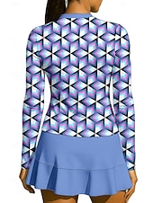 voordelige Dameshirt-Dames Geometrisch Sportshirt Tennisshirt Tennistop Lange mouw Vetoketju Bloemig UPF50+ UV-bestendig Hoge Elasticiteit Vochtregelerend Ademend Volleybal Tennis Golf Opstaand Rits kraag Hemd Sweatshirt