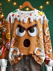 tanie Bluzy z kapturem i swetry świąteczne-Damskie Pullover Graficzny Geometryczny Ciepłe Klasyczny Codzienny Długi rękaw Półgolf Zwykłe topy Dom Ulica Na co dzień Nadruk Biały Żółty Rumiany róż Brązowy Jesień Zima