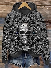 Women's Pullover Hoodie Sweatshirt Graphic Monster Casual Long Sleeve Hooded Regular Tops Party Evening Wear Street Dailywear Patchwork Black Spring Fall Winter3