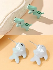 abordables Accesorios de moda-Pendientes de animales de Halloween para mujer: bonitos pendientes de aleación en 3D con dibujos de dinosaurios, cerdos e hipopótamos para fiestas, cosplay y regalos.