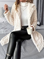 billige Fleece-fôrede jakker-Dame Vinterfrakk Sherpa jakke Bekvem Pustende Knapper Elegant Fritid عادي Feriereise Gate Avslappet Dagligdagstøy Enkeltkneppet Lang Aftæpning Normal Langermet Yttertøy Beige Vår Høst