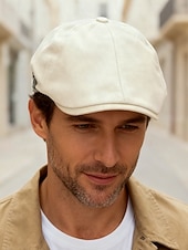 billige Damehatter-Herre bomullsflakhatt vintage avisboyhatt, justerbar Gatsby beretlue til julefester, vinterantrekk og hverdagsbruk