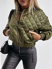 economico Puffers &amp; Parka-Per donna Giacca imbottita Giacca Casual Caldo Confortevole Cerniera Tasca Moda All&#039;aperto Semplice Uscire Weekend Cerniera Regolare Collo alla coreana Vestibilità regolare Manica Lunga Capispalla
