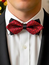 billiga Jultillbehör-Julfluga för herrar med geometriskt mönster, justerbar, förknuten formell smokingaccessoar, flera färgalternativ för högtidsfester och presenter