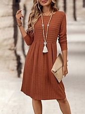 Dames Mini-jurk Casual jurk Modern Buiten Vakantie Dagelijks Normale pasvorm Effen Lange mouw Strakke ronde hals Zwart Marineblauw Donkergroen Oranje Lente Herfst voordelige Trui Jurken-Dames Mini-jurk Casual jurk Modern Buiten Vakantie Dagelijks Normale pasvorm Effen Lange mouw Strakke ronde hals Zwart Marineblauw Donkergroen Oranje Lente Herfst