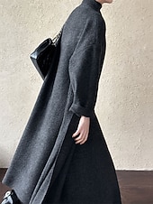 preiswerte Einfarbige Farben-Damen Langes Kleid Maxikleid Pulloverkleid Strickkleid Freizeitkleid Kleid-Set Elegant Mode Modern Outdoor Täglich Ausgehen Normale Passform Einfach Langarm Rollkragen Stehkragen Dunkelgray Winter
