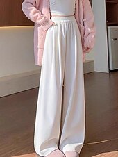 economico gamba larga e vita alta-Per donna Pantaloni in Pile Gamba larga Pantaloni Moda Streetwear Lunghezza intera Vita Alta Semplice Elastico in vita Lavorato a maglia Caldo Confortevole Micro-elastico Streetwear Abbigliamento