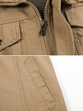 economico Giubbotti Cargo-Per uomo Giacca utility Giacca Cargo Vacanza Quotidiano Resistente all&#039;usura Tasca Primavera Autunno Semplice Moda Classico Collo alla coreana Regolare Nero Cachi Verde militare Giacca