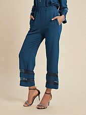 זול מִכְנָסַיִים-נקבה מכנסיים עד לקרסול סטרצ&#039;י (נמתח) עכשווי קזו&#039;אל ירוק כהה כל העונות S M L