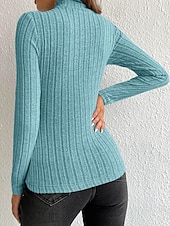 olcso Egyszerű póló-Női Blúz Fodrozott Tömör szín Stílusos Alkalmi Hosszú ujj Magasnyakú Normál felsők Napi Fekete Égszínkék Poros kék Khakizöld Szürke Tavasz Ősz Tél