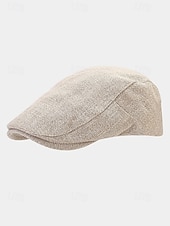 abordables Chapeaux pour hommes-Casquette plate en lin et coton respirant pour homme, chapeau gavroche vintage classique pour tenue décontractée, conduite et activités de plein air
