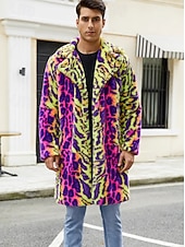 abordables Gabardina para hombre-Hombre Abrigo de invierno Abrigo de Piel Gabardina Vacaciones Casual Invierno Poliéster Suave Al Aire Libre Ropa de calle Ropa Atrevido Calentadores Leopardo Bolsillo Diseño