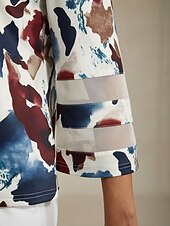 abordables Tops de Arte y Diseño para Mujeres-Mujer Estampado Casual Multi Color Talla S longitud de manga 50cm (La longitud de la manga aumenta 14cm por cada nueva talla) Elegante Diario Cuello Barco Primavera Otoño