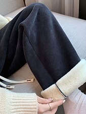 economico gamba larga e vita alta-Per donna Pantaloni da tuta Pantaloni in Pile Gamba larga Moda Essenziale Casual Lunghezza intera Vita Alta Semplice Tasca Fascia Elastica Comodo Morbido Confortevole Elasticizzato All&#039;aperto