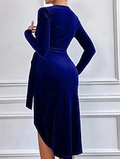 preiswerte abendkleider-Damen Minikleid Samtkleid Partykleid Cocktailkleid Bodycon Elegant Modern Party Abendgesellschaft Date Normale Passform Schlank Einfach Langarm Rundhalsausschnitt Wein Grün Dunkelblau Herbst Winter