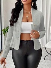 levne ležérní bundy-Dámské Neformální bunda Pohodlné Knoflíky Elegantní Módní Bez vzoru Jdeme ven Běžné / Denní Víkend Jednořadé Krátké Do V Běžný Dlouhý rukáv Svrchní oděvy Bílá Světlá růžová Hnědá Jaro Podzim