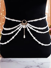 levne Dámský pásek-Dámský perlový pásek s vrstvami korálků - sexy šperky do pasu vhodné na párty, do klubu a na festivaly