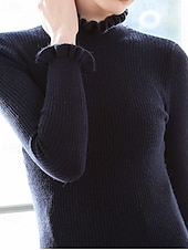 Pentru femei Pulover Plover Șic Stradă Casual Culoare solidă Guler Pe Gât Tricotat Manșon Lung Topuri obișnuite Tricotat Zilnic Ieșire Sfârșit de săptămână Negru Alb Toamnă Iarnă ieftine Culori Solide-Pentru femei Pulover Plover Șic Stradă Casual Culoare solidă Guler Pe Gât Tricotat Manșon Lung Topuri obișnuite Tricotat Zilnic Ieșire Sfârșit de săptămână Negru Alb Toamnă Iarnă