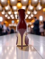 cheap Classic Pumps-Women's Purple Patent Leather Strappy Stiletto Heels - Pointed Toe Dress Shoes for Formal Events and Cocktail Parties