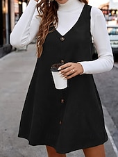 preiswerte abendkleider-Damen Minikleid Freizeitkleid Cocktailkleid Mode Modern Täglich Date Wochenende Normale Passform Einfach Ärmellos V Ausschnitt Schwarz Braun Grün Frühling Herbst