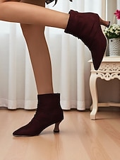 levne Kotníkové boty-Dámské Boty Slouchy boty Práce Denní Kotníkové boty Booties Zip Nízký tenký Palec do špičky Elegantní Módní Umělá kůže Zip Matná černá Zářivě černý Bordó