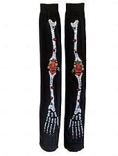 cheap Halloween Accessories-Women&#039;s Halloween Skeleton Leggings and Gloves Set - Dia de los Muertos Sugar Skull Design for Halloween Costume Party