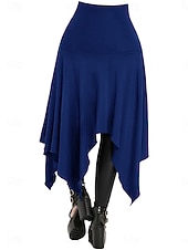 economico Gonne casual-Per donna Vintage Principessa Casual Maxi Vita Alta Gonne Semplice Tasca Orlo asimmetrico Inelastico Quotidiano Feste Blu Vinaccia Nero Verde Primavera