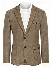 preiswerte Herren Klassische Blazer-Herren Blazer Geschäft Cocktailparty Hochzeitsfeier Mode Lässig Frühling Herbst 85% Baumwolle Einfach Tasche Knöpfe Bequem Einreihig Blazer Kamel
