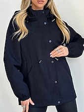 baratos Parka Casual-Mulheres Casaco de inverno Casaco com capuz Manter Quente Confortável Zíper Bolsos Casual Tecido Férias Roupa Diária Para Noite Final de semana Padrão Com Capuz Normal Manga Longa agasalhos Azul