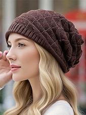 economico Cappelli da donna-berretto lavorato a maglia da donna – cappello caldo e morbido per l&#039;inverno, berretto casual elasticizzato per viaggi all&#039;aperto e uso quotidiano