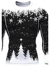 Недорогие Футболки и майки для бега-Новогодняя тематика Муж. Универсальные Футболка для бега Спортивная рубашка Фитнес-рубашка Рубашка тренировки Беговой верх Длинный рукав Футболка Футболка UPF 50