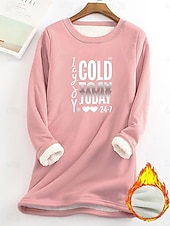 abordables Sweatshirts en polaire-Femmes Pyjama sweat-shirt doublé polaire Sweatshirt Pull Pull Sweat-shirts Lettre Chaud Streetwear Occasionnel manche longue Col ras du cou Hauts Longs Maison Tenue Quotidienne Occasionnel Imprimé
