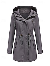 levne Ležérní parka-Dámské Zimní kabát Trenčkot Zahřívací Pohodlné Zip Kapsy Na běžné nošení Bez vzoru Dovolená Denní nošení Jdeme ven Víkend Dlouhé Kapuce Běžný Dlouhý rukáv Svrchní oděvy Černá Bílá Fialová Podzim Zima