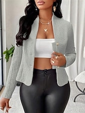 Χαμηλού Κόστους casual μπουφάν-Γυναικεία Casual Jacket Άνετο Αναπνέει Ζακάρ Κουμπιά Μοντέρνα Καθημερινά Σκέτο ΕΞΩΤΕΡΙΚΟΥ ΧΩΡΟΥ Causal Καθημερινά Μονόπετο Κανονικό Χωρίς Γιακά Κανονικό Μακρυμάνικο Εξωτερικά ενδύματα