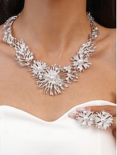 economico Collana da donna-Collana e orecchini da donna in argento con perle - gioielli scintillanti per serate, cocktail e occasioni speciali