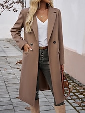 halpa Trench Coats-Naisten Trenssitakki Mukava Hengittävä Tasku Napit Vapaa-aika Tavallinen Loma Katu Kausaliteetti Arki-asut Yksirivinen Pitkä Sänkyjen avaus Normaali Pitkähihainen Päällysvaatteet Ruskea Apila Tumman