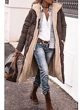 ieftine Parka casual-Pentru femei Palton de iarnă Geaca matlasata Rezistent la Vânt Cald Buzunar Deschis frontal Epocă Zilnic Casual Simplu Cadouri de Crăciun Vacanță Casual Zilnic Deschis frontal Lung Capișon Fit regulat