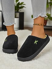 ieftine Flip-Flops de Damă-Papuci de casă casual din pluș pentru femei – pantofi de casă călduroși cu căptușeală din fleece pentru confortul casei pe timp de iarnă