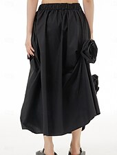 economico Gonne casual-Per donna Gonna Linea A Moda Casual Maxi Vita Alta Gonne A Pois Tasca Elasticizzato Streetwear Quotidiano Bianco e nero Nero / Bianco Nero Bianco Primavera Cotone