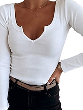 economico Top Semplici da Donna-Per donna Blusa Tinta unica Elegante Casual Manica Lunga Top Regolari Quotidiano Nero Bianco Rosa Grigio Primavera Autunno