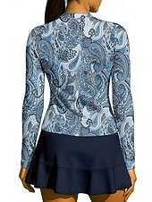 levne Dámská košile-Dámské Kašmírový vzor Sportovní košile Tenisové tričko Tenisový top Dlouhý rukáv Zip Květinový UPF50+ Odolná proti UV záření Vysoká pružnost Odvod vlhkosti Prodyšné Volejbal Tenis Golf Stojáček Límec