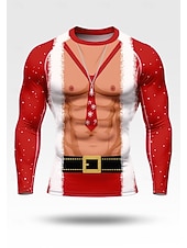 economico T-shirt e Canottiere da Corsa-Natale Per uomo Maglia a compressione Maglia da corsa Manica Lunga Livello Base Asciugatura Rapida Compressione Elasticizzato Traspirante Allenamento in Palestra Allenamento attivo Esercizio
