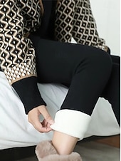 お買い得  プレーンレギンス-女性用 フリース裏地のレギンス フリースパンツ レギンス ファッション ストリートファッション ベーシック 全長 ハイウエスト 平織り ハイカット 快適 ソフト 伸縮性あり 日常 家 ワイン 海軍 ブラック グレー 春 秋 冬 レギュラー