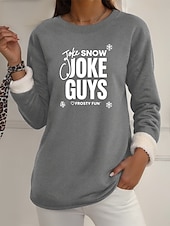 お買い得  フリースライニングのスウェットシャツ-女性用 フリース裏地プルオーバースウェットシャツパジャマ プルオーバースウェットシャツ Pullover スウェットシャツ レタード あたたか ストリートファッション カジュアル 長袖 クルーネック レギュラートップス 家 日常着 カジュアル プリント ブラック イエロー ピンク ダークピンク ブルー 秋 冬