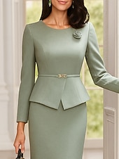  Coloană Teacă Lungime Gleznă Rochie de petrecere Rochie de Cocktail Rochie pentru invitata de nunta Rochie Mama Miresei Manșon Lung Stil Nautic Elegant Epocă cocktail Oficial Mătase imitată Rochii
